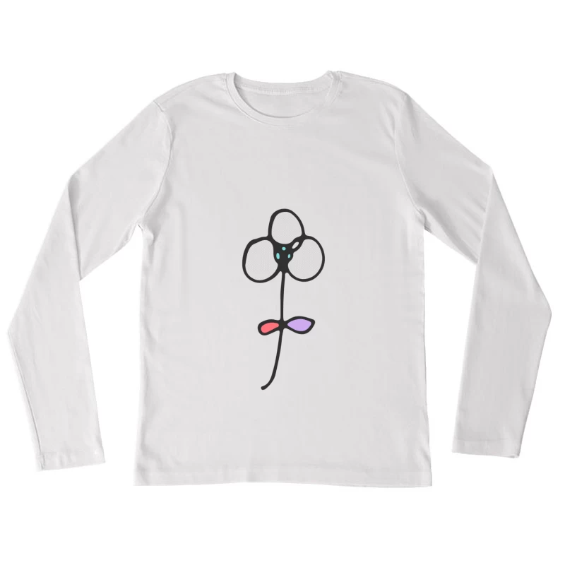 Fleur minimaliste dessinée à la main Femme Manches Longues T-Shirt
