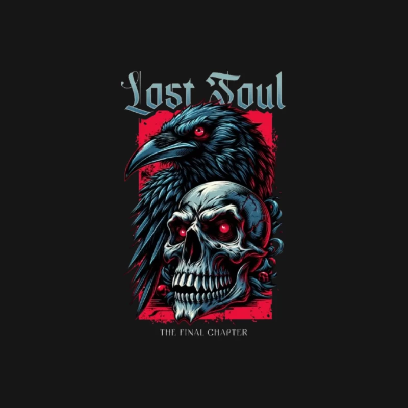 Lost Soul: Gothic Raven and Skull Dark Fantasy Illustration Mouse Pad