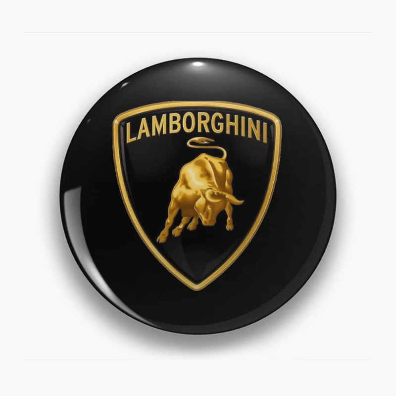 Lamborghini Luxury Automotive Brand Logo with Golden Bull Emblem Pin