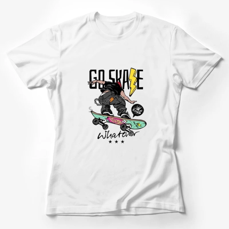 Skater in Aktion mit Blitz und Totenschädel-Design Damen T-Shirt