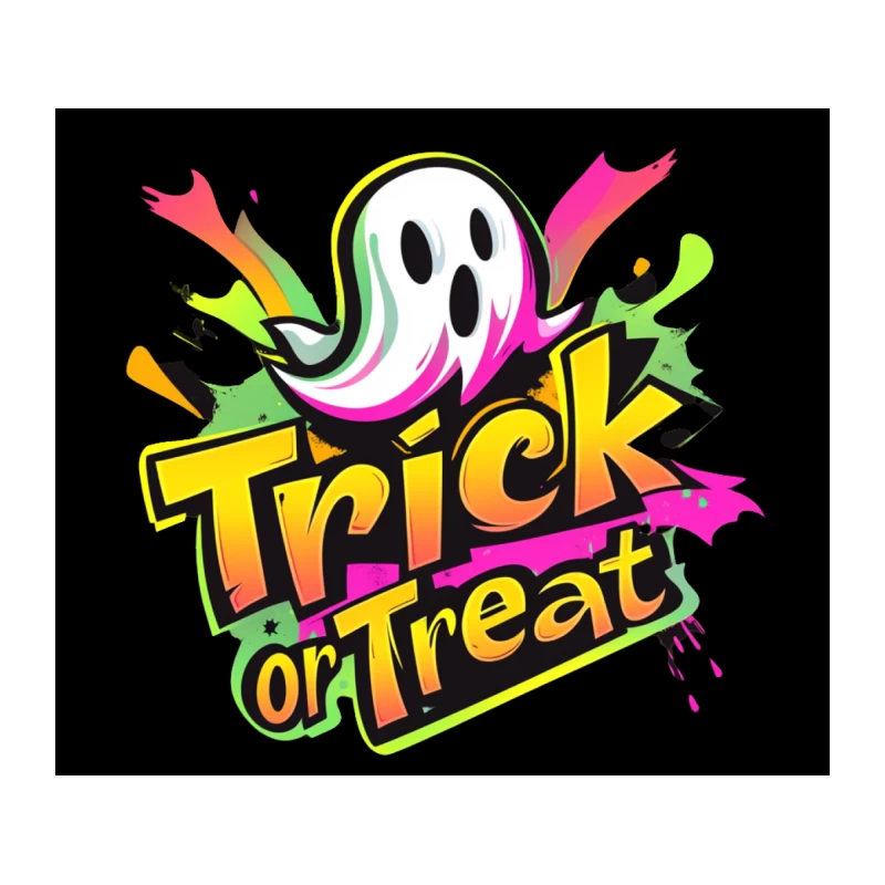 Colorful Halloween Trick or Treat Ghost Graphic Tapestry