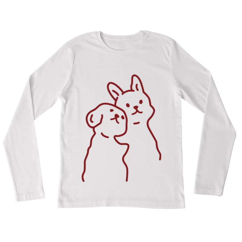 Süße Tierzeichnungen: Hund und Katze Damen Langarm T-Shirt