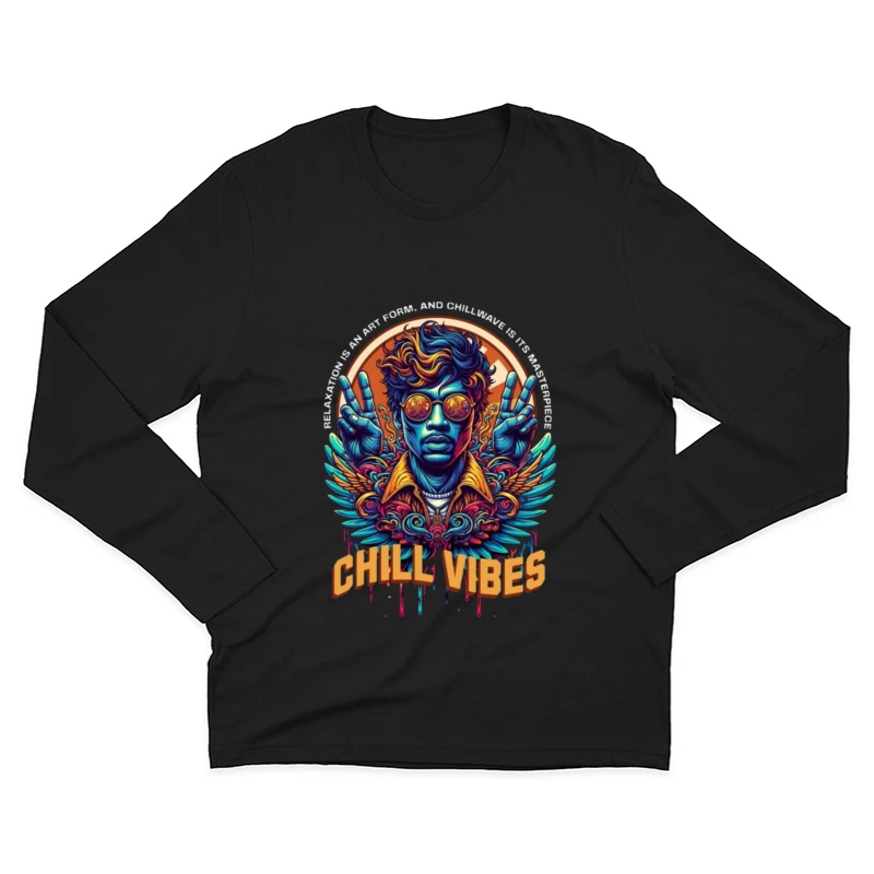 Psychedelic Peace and Chill Vibes Retro Art Design Male Long Sleeve T-Shirt