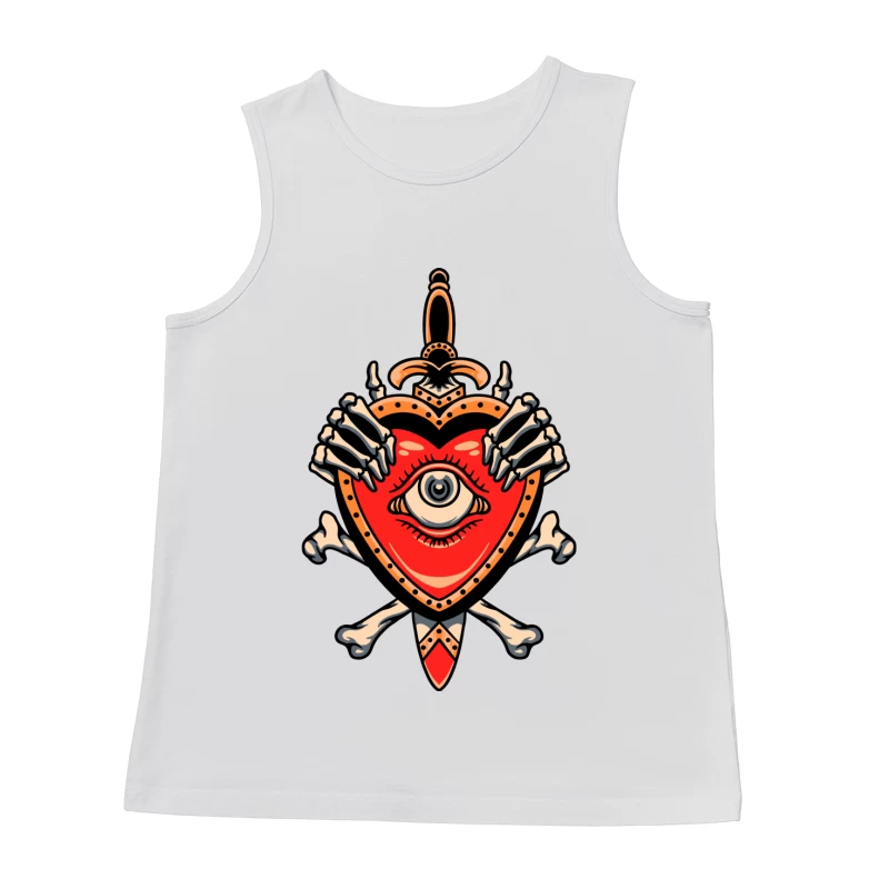 Heart with Eye and Skeleton Hands Male Tank Top