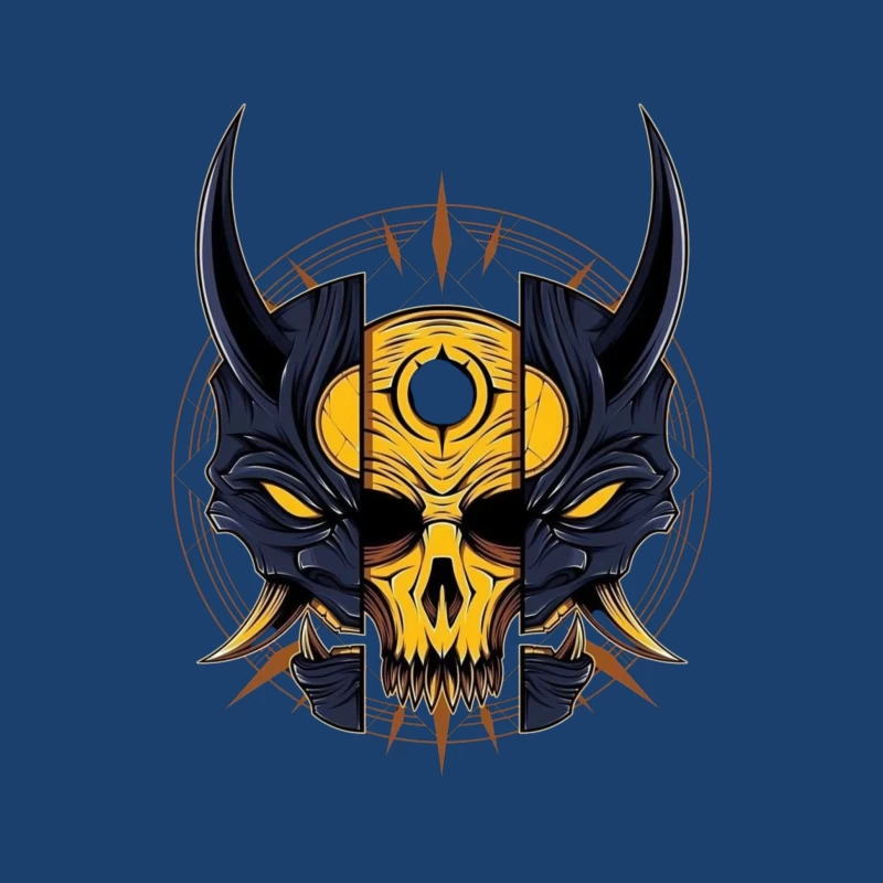 Fantasy Demon Skull Illustration Male Pullover Hoodie