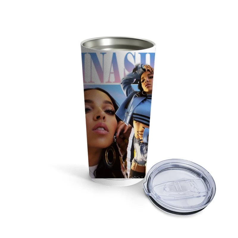 Stylish R&B Album Cover Featuring Modern Fashion and Glamour Portrait Travel Mug