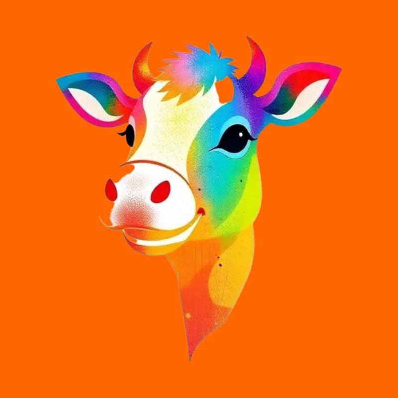 Colorful Cartoon Cow Illustration Pin
