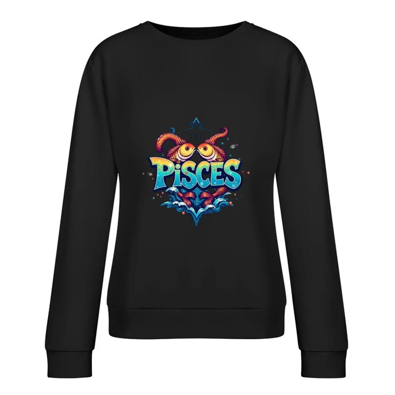 Pisces Zodiac Sign Illustration Female Pullover Sweatshirt
