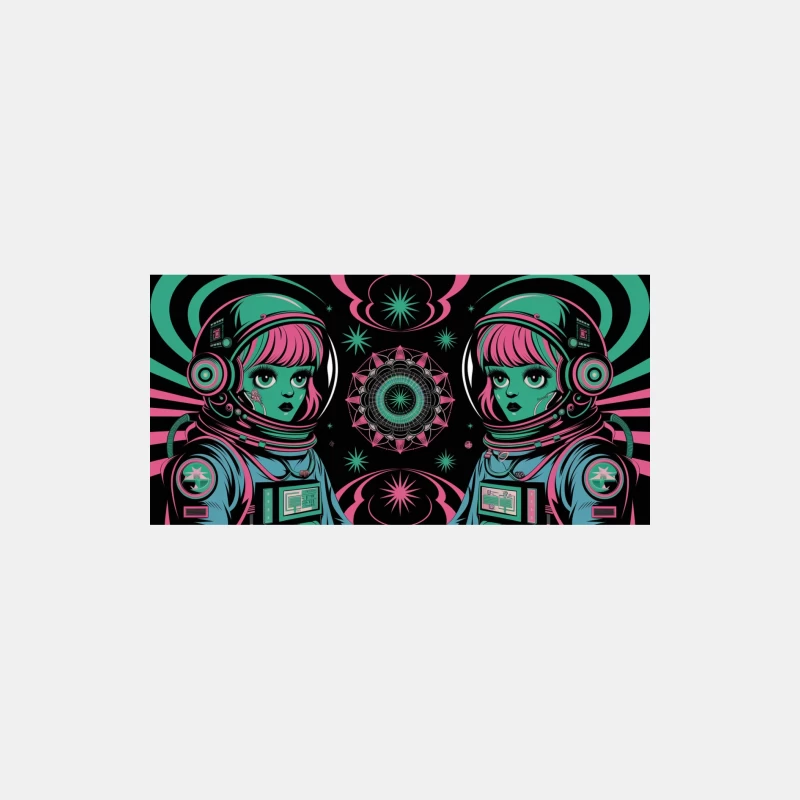 Psychedelic Retro Space Twins: A Symmetrical Cosmic Illustration Male Tank Top