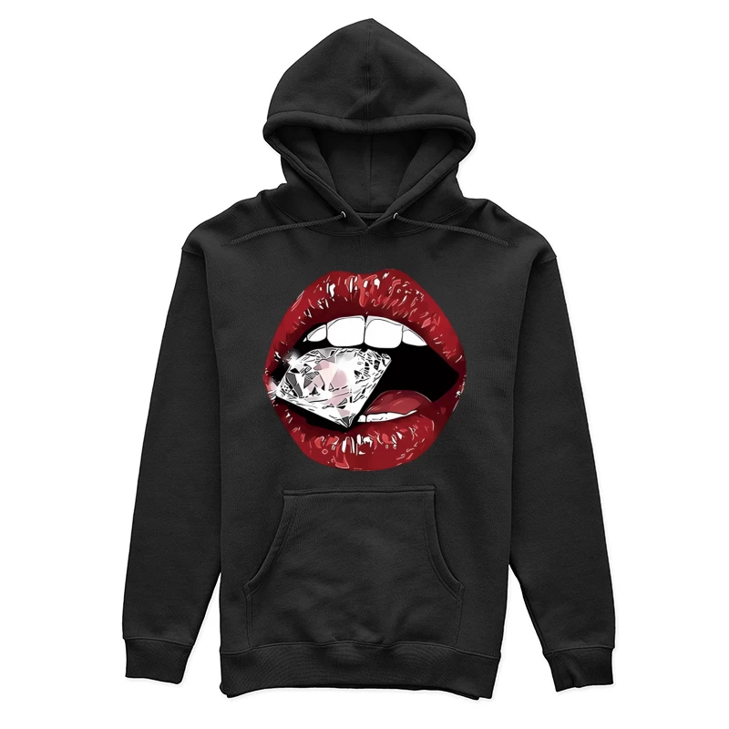 Rote Lippen mit Diamant Damen Pullover Hoodie