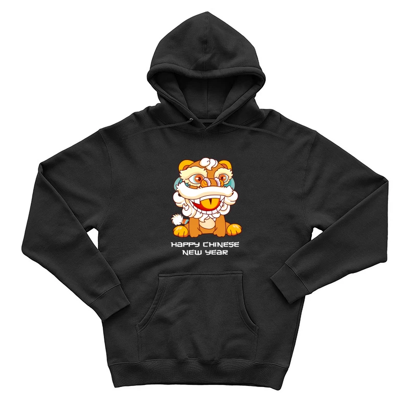 Fröhliches Neujahr mit Löwentanz Herren Pullover Hoodie