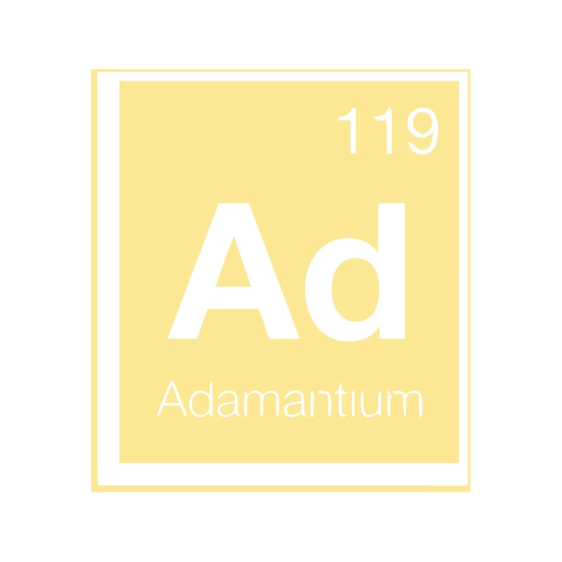Fictional Chemical Element: Adamantium in Periodic Table Style Tapestry