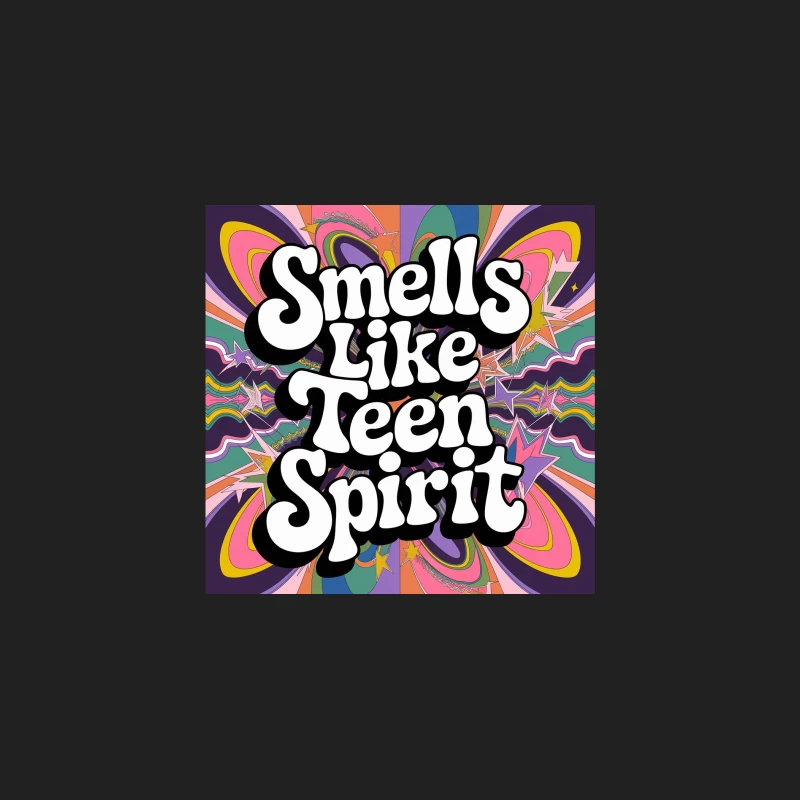 Psychedelic Retro Typography: "Smells Like Teen Spirit" in Groovy 60s Style Bucket Hat