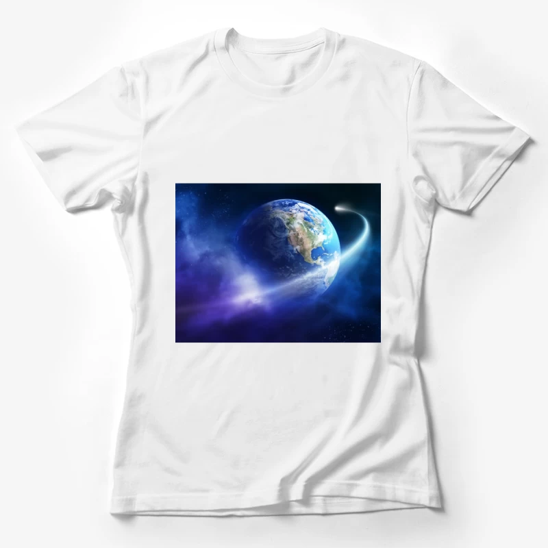 Earth and Comet in Space Female T-Shirt