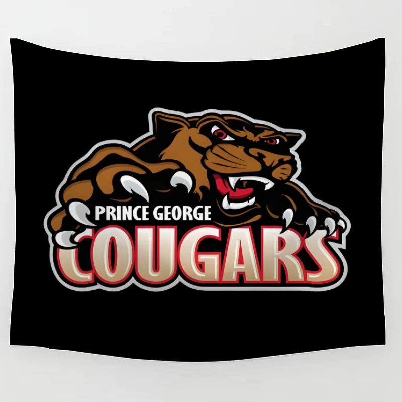 Prince George Cougars Sports Team Logo with Fierce Cougar Mascot Prince George Cougars Tapestry