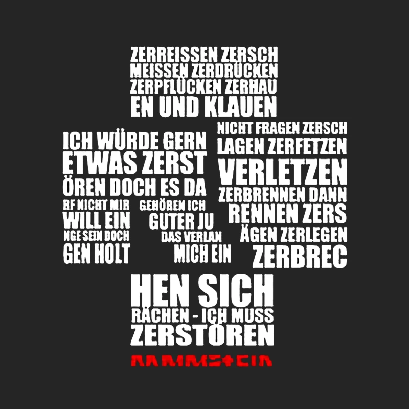 Rammstein Typography Art with German Text on White Background Female Pullover Sweatshirt