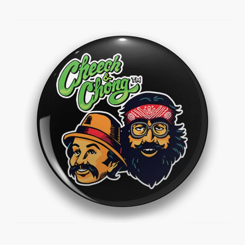 Cheech & Chong Retro Cartoon Logo Design Pin