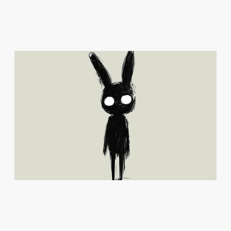 Dark Minimalist Creepy Rabbit Sketch Travel Mug