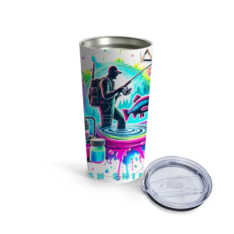 Colorful Fish Sniper: Vaping and Fishing Art Travel Mug