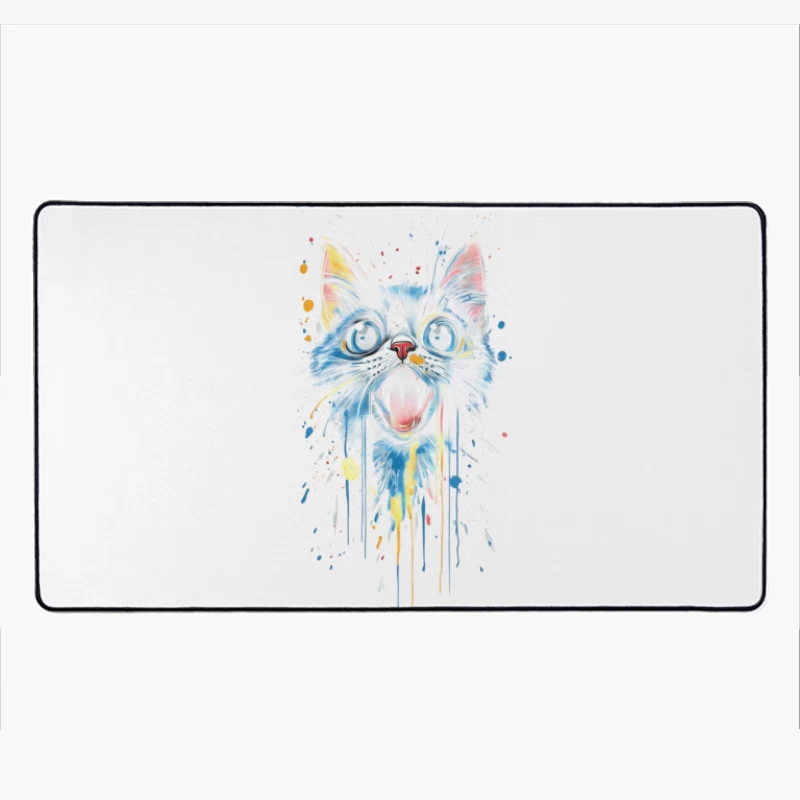 Colorful Cat Artwork Desk Mat