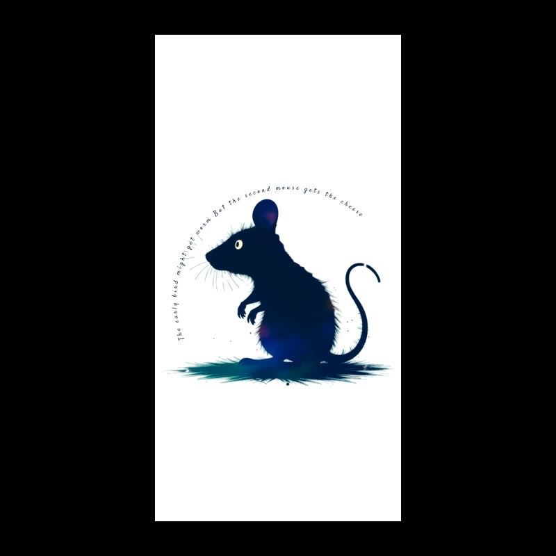 Dark Blue Mouse Silhouette Digital Illustration iPhone Case