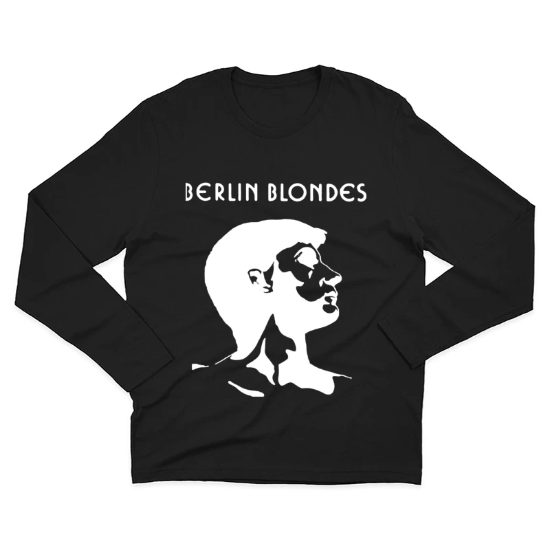 Minimalist Line Art Profile with Berlin Blondes Text Male Long Sleeve T-Shirt