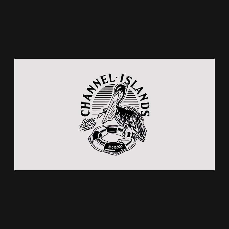 Channel Islands Sport Fishing Logo with Pelican and Life Preserver Desk Mat