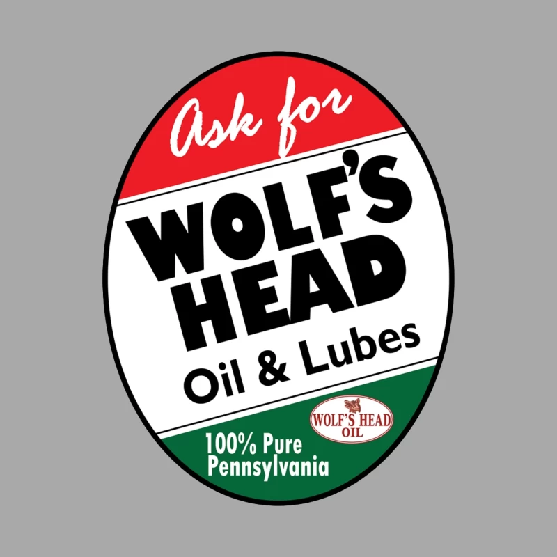 Vintage Wolf's Head Pennsylvania Motor Oil and Lubricants Advertisement Sign Male Pullover Hoodie