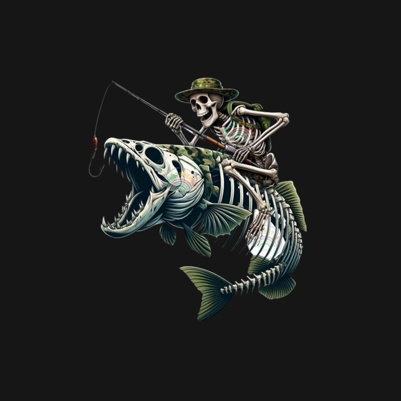 Skeleton Fishing in a Humorous Style Male Long Sleeve T-Shirt