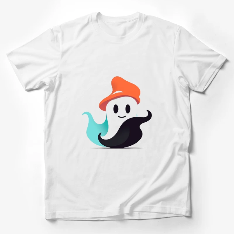 Cute Ghost Mascot with Orange Hat Male T-Shirt