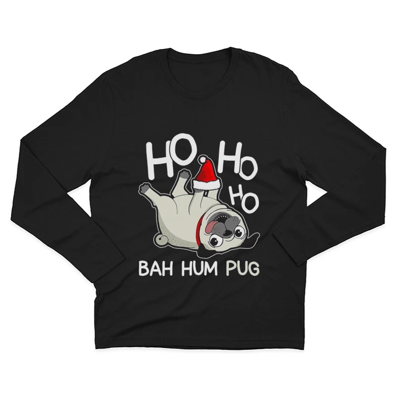Chien de Noël drôle avec bonnet Homme Manches Longues T-Shirt