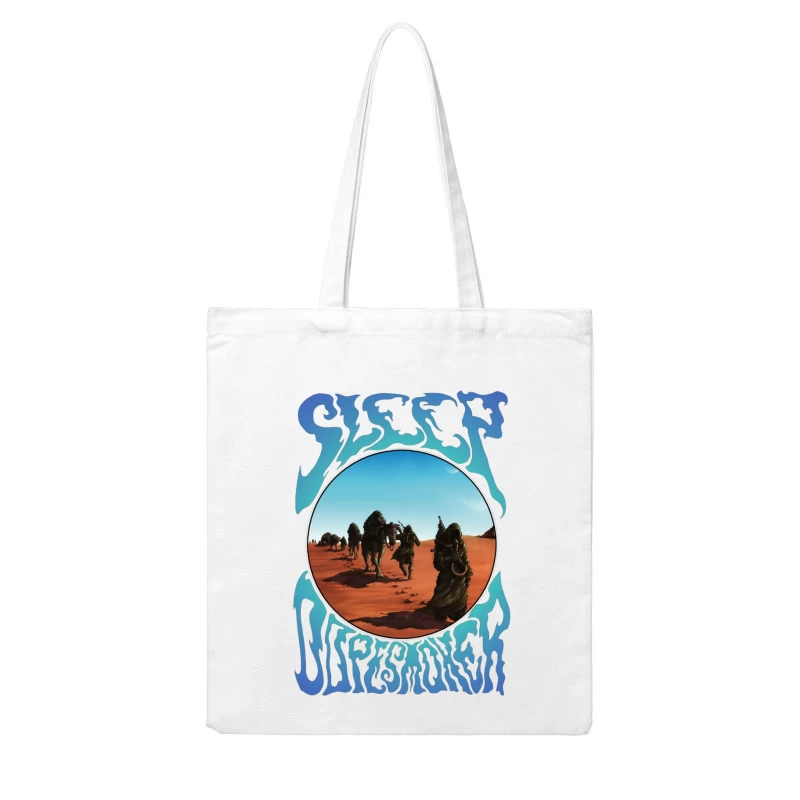 Desert Caravan Through Psychedelic Portal Cotton Tote Bag