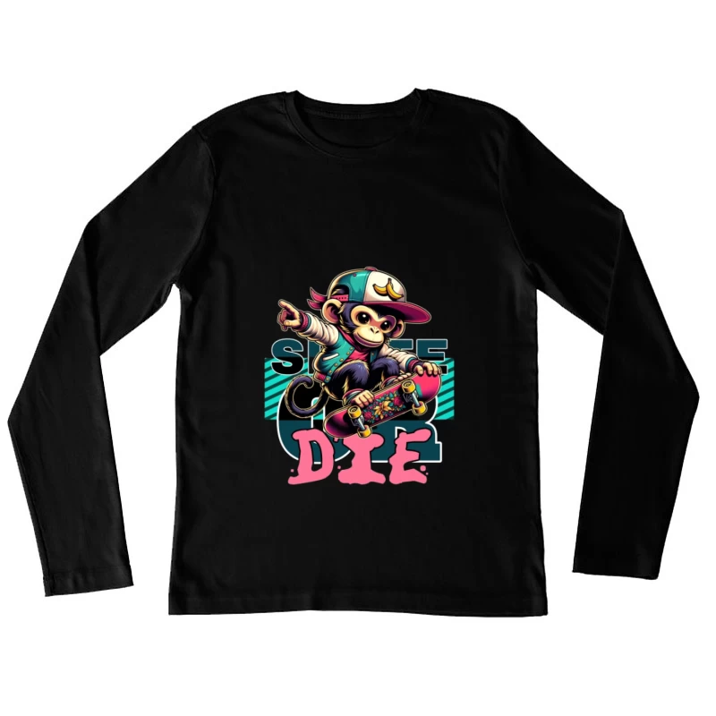 Skateboarden Affe in bunter Aufmachung Damen Langarm T-Shirt