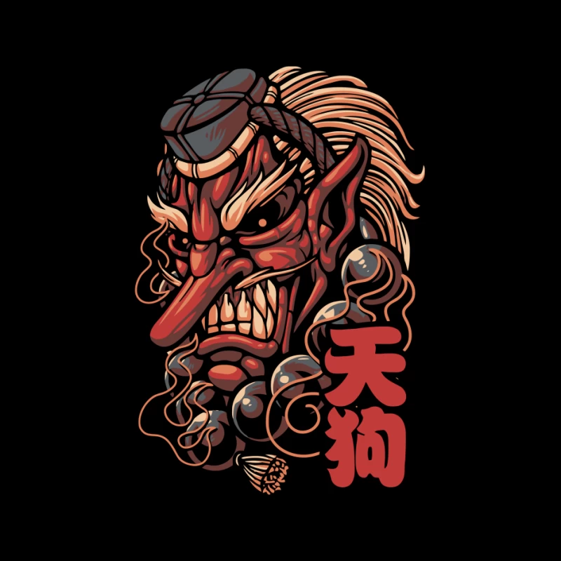 Ferocious Demon Illustration in Traditional Art Style Pin