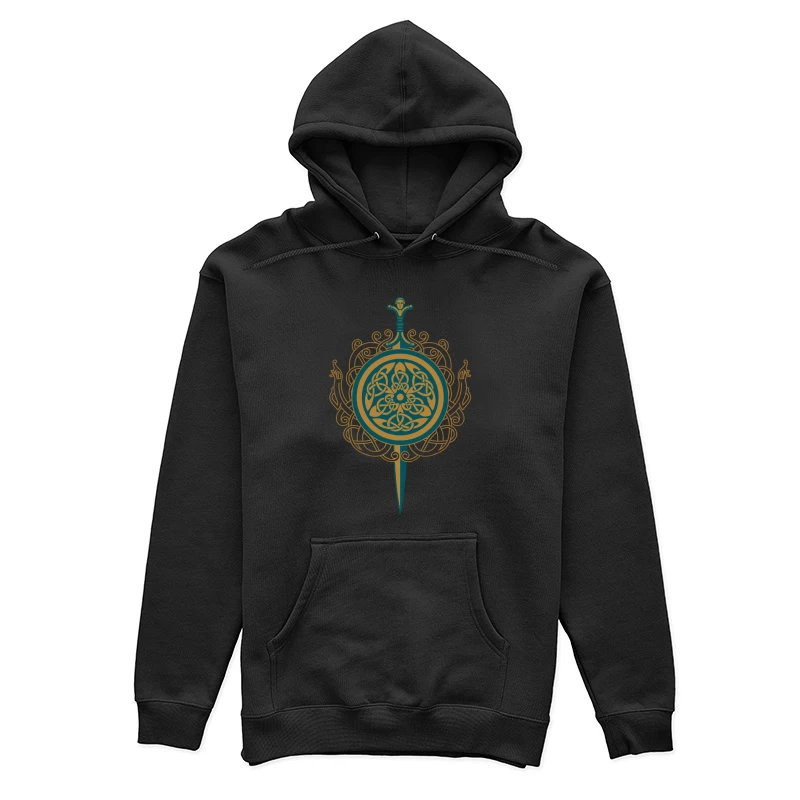 Intricate Celtic Knot Shield and Sword Design Female Pullover Hoodie