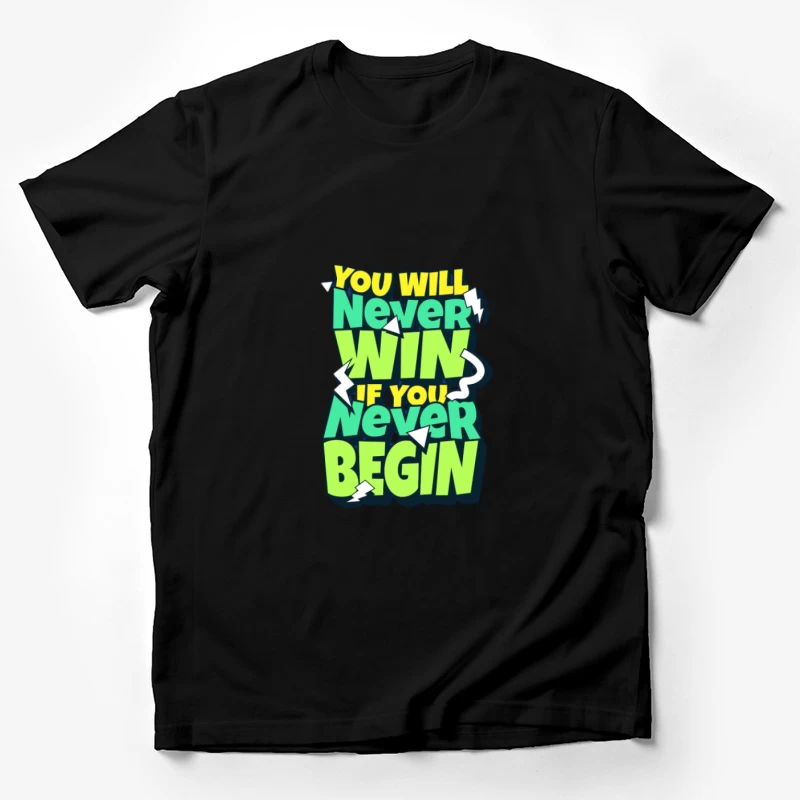 Citation motivationnelle sur commencer et gagner Homme T-Shirt