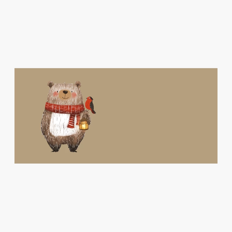 Cute Cartoon Bear with Lantern and Red Bird in Winter Coffee Mug
