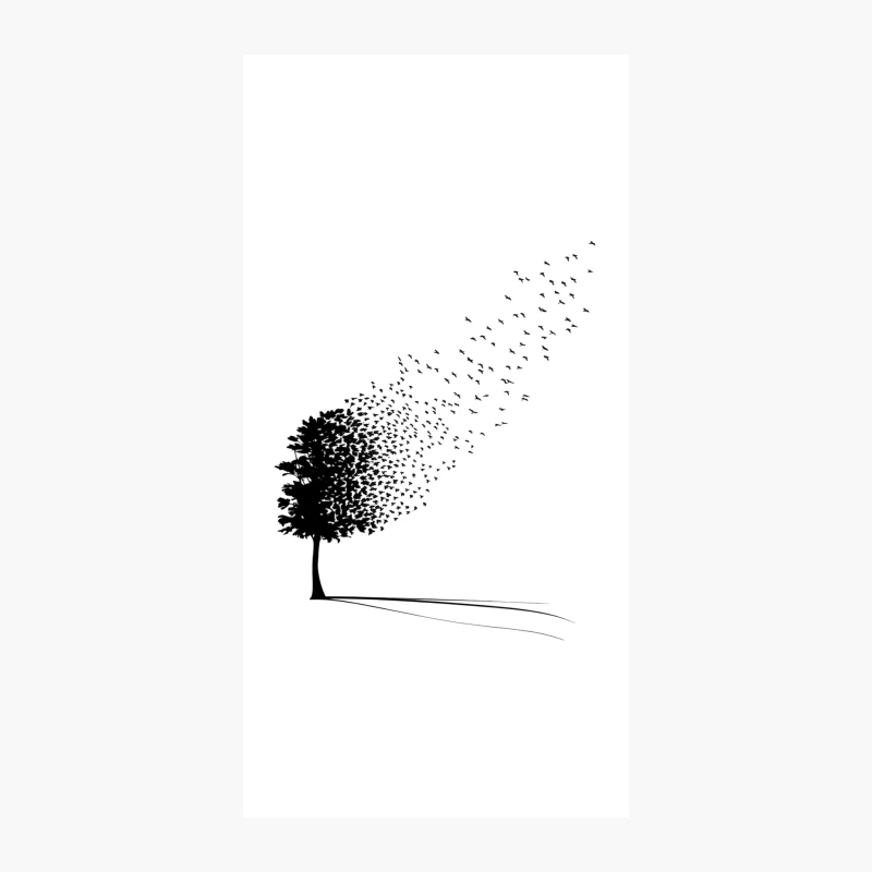 Tree Silhouette Transforming into Flying Birds iPhone Case