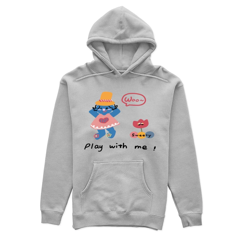 Verspielte blaue Figur mit Hut und Blume Damen Pullover Hoodie