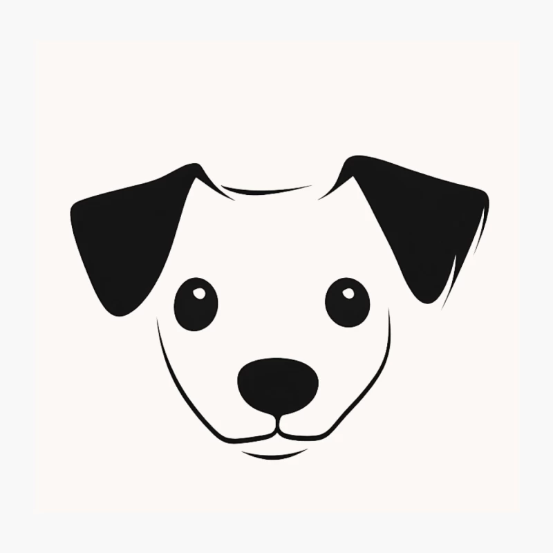 Minimalist Black and White Cartoon Dog Illustration Throw Pillow