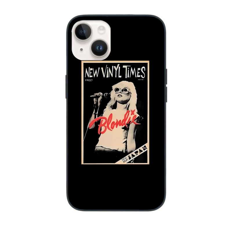 Vintage New Vinyl Times Magazine Cover Featuring Blondie in Black and White iPhone Case