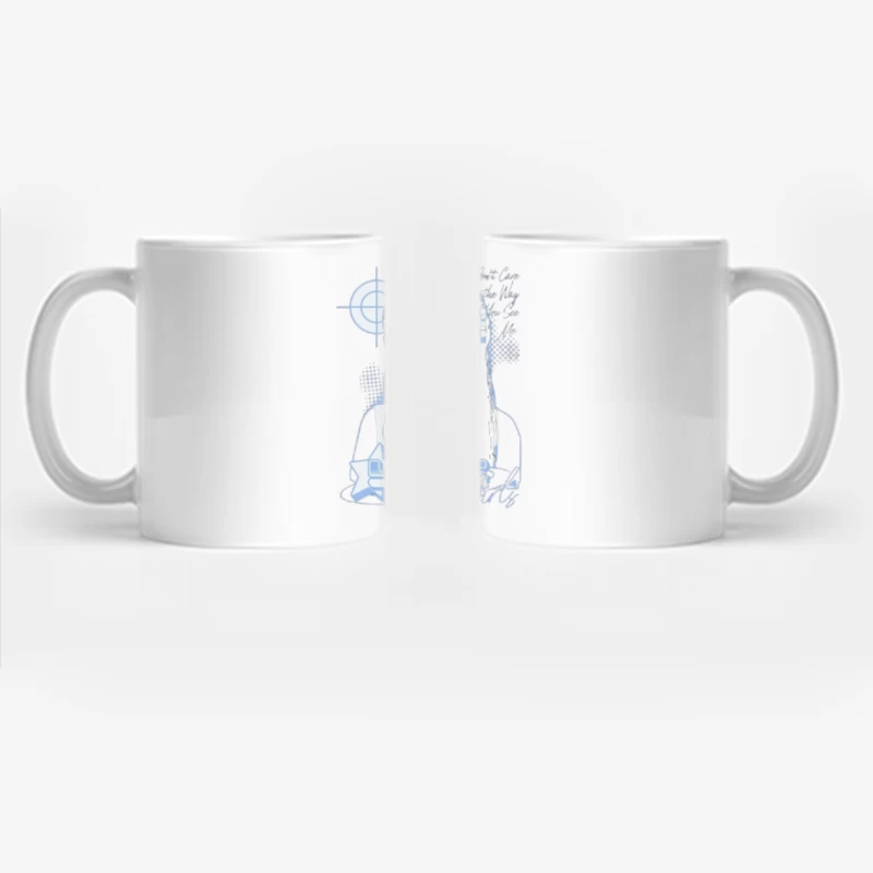 Blue Monochrome Gothic Anime Girl with Headphones Coffee Mug