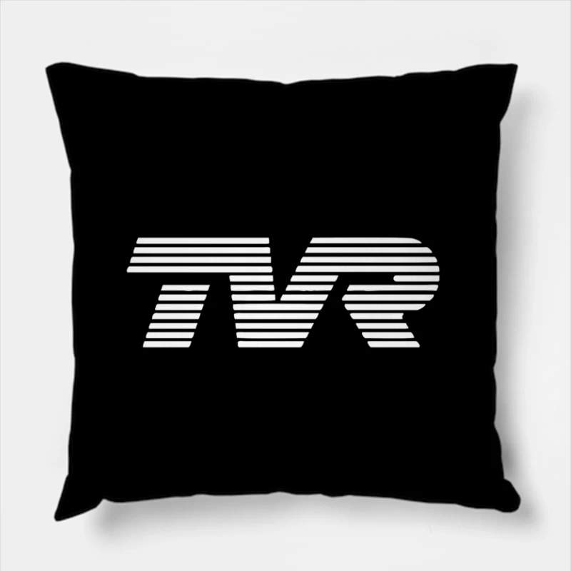 Minimalist TVR Logo Design with Line Pattern Throw Pillow