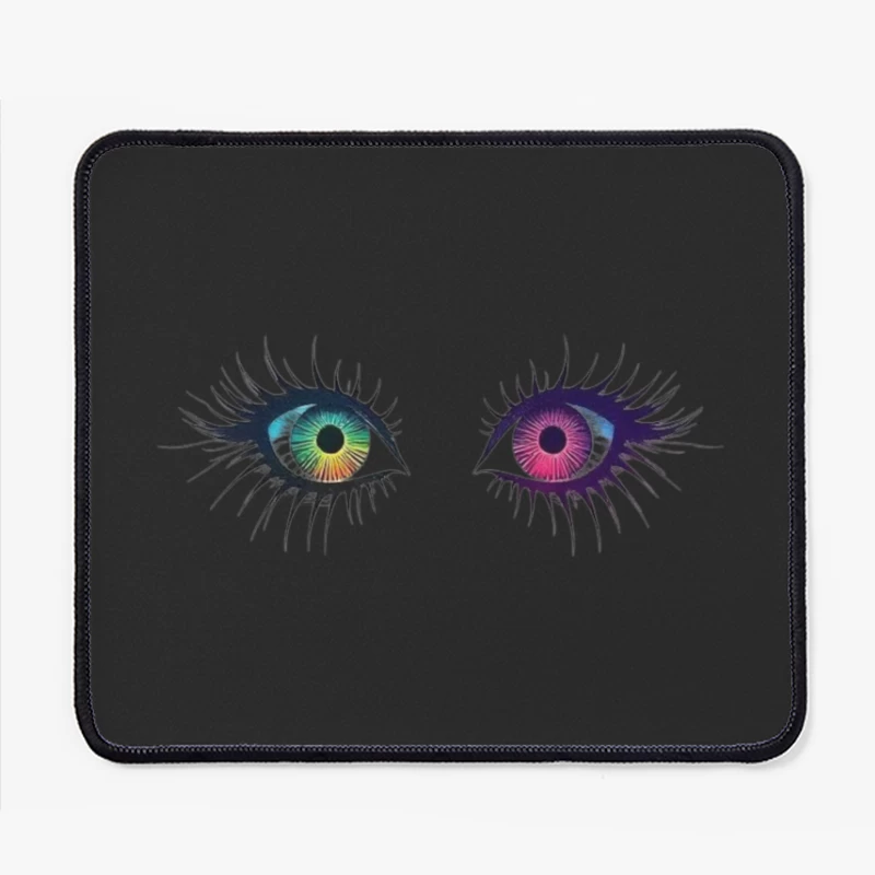 Artistic Illustration of Colorful Heterochromatic Eyes Mouse Pad