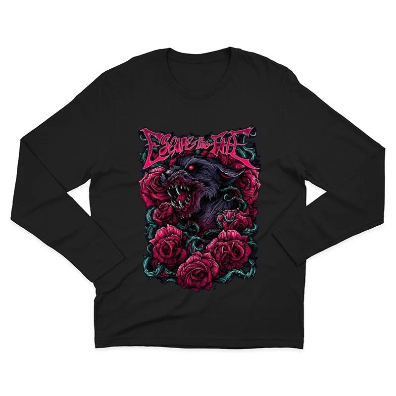 Wolf und Rosen Design Herren Langarm T-Shirt