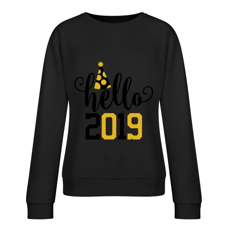 Bonne année 2019 avec chapeau festif Femme Sweat-shirt à enfiler