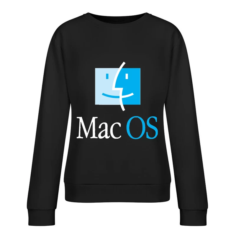 MacOS Operating System Logo in Blue and White Female Pullover Sweatshirt