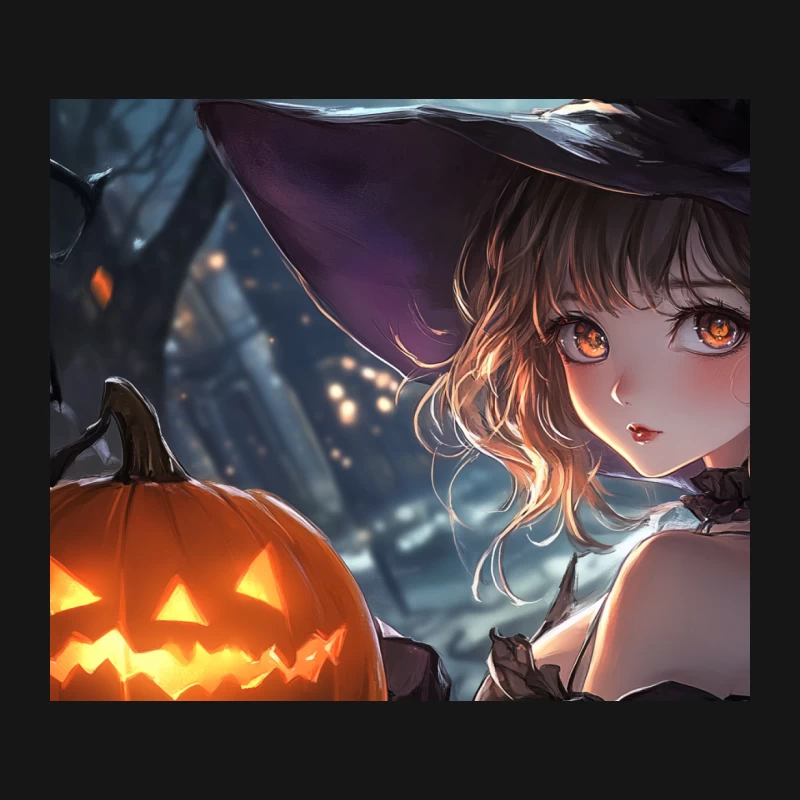 Enchanting Anime Witch on a Magical Halloween Night Mouse Pad