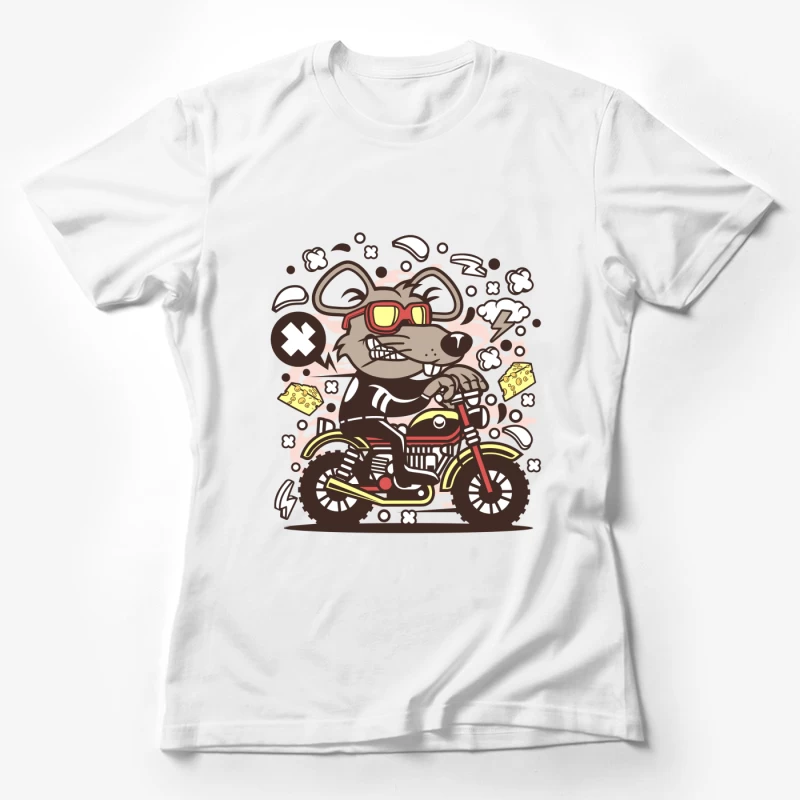 Souris sur moto avec fromage Femme T-Shirt