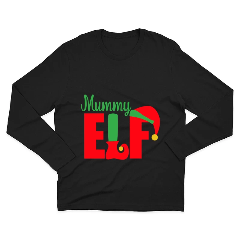 Conception Maman Elfe de Noël Colorée Homme Manches Longues T-Shirt